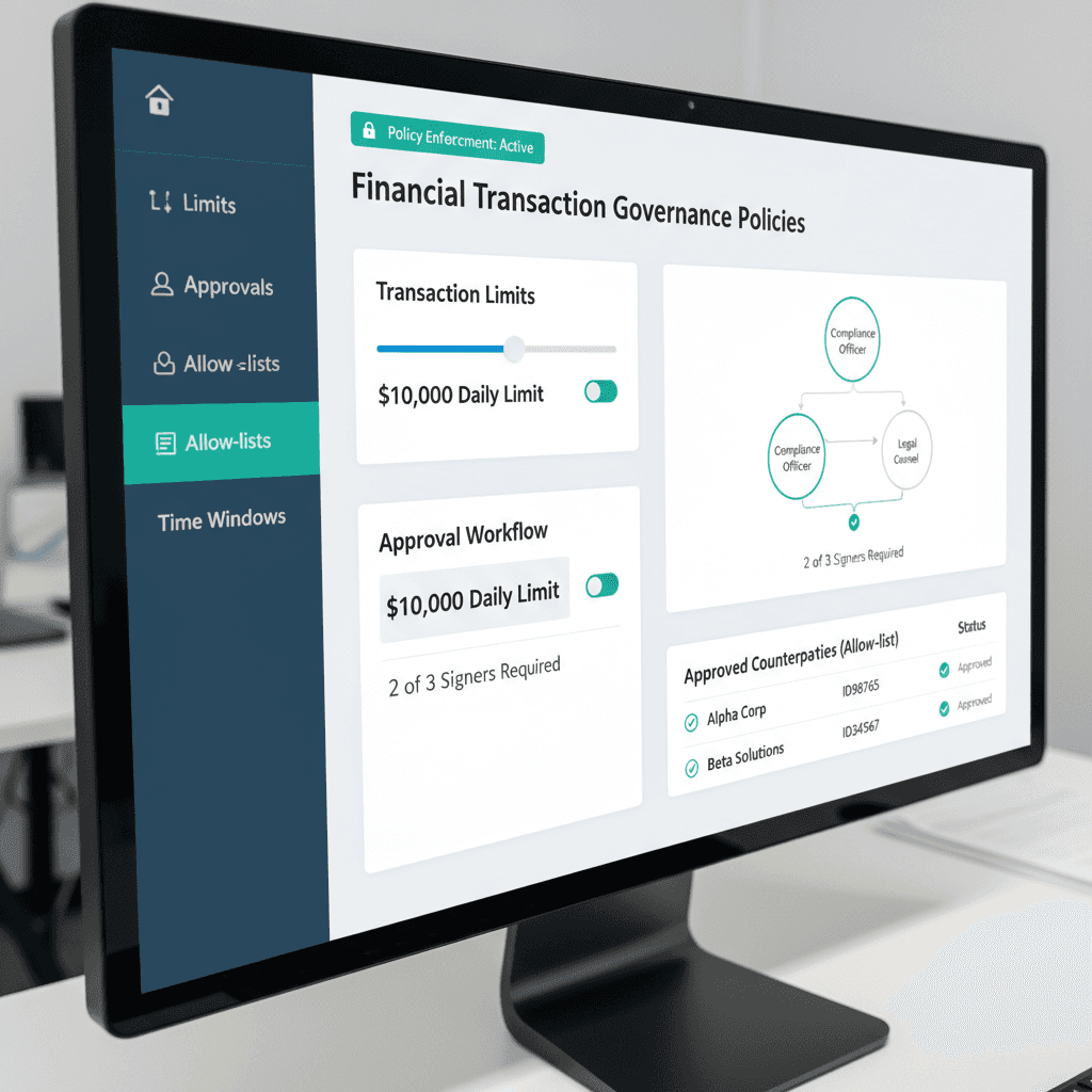 Policy control interface showing automated rules and approval workflows