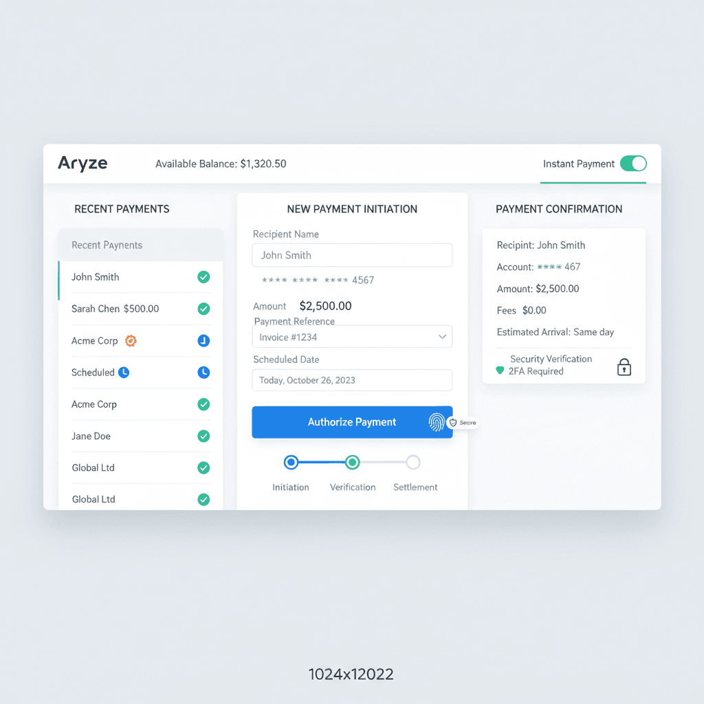 Payment initiation interface for instant transfers