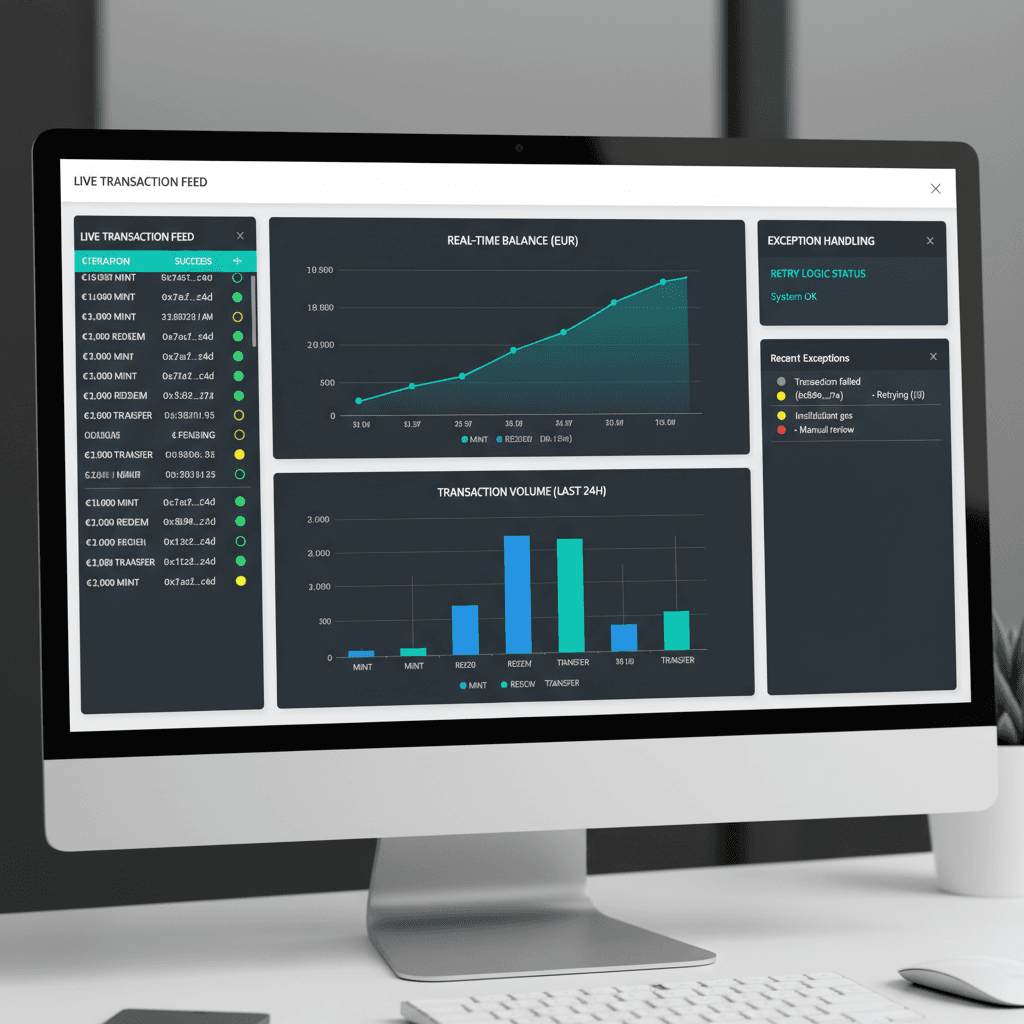 Real-time monitoring dashboard showing transaction activity